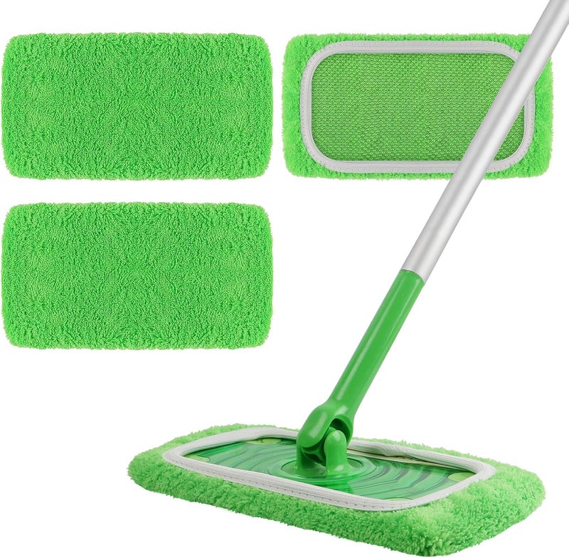 AmaVins Reusable 100% Coral Fleece Mop Pads Compatible with Swiffer Sweeper, 3 Pack Wet and Dry Flat mop Cover, Washable Wet Pads Refill for Surface/Hardwood Floor Cleaning (Mop is Not Included) - Image 1